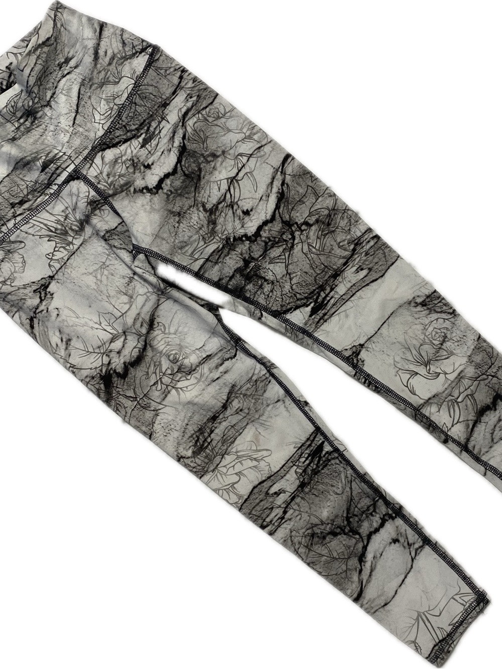 Evolution and Creation Black & Gray Marble Floral Leggings